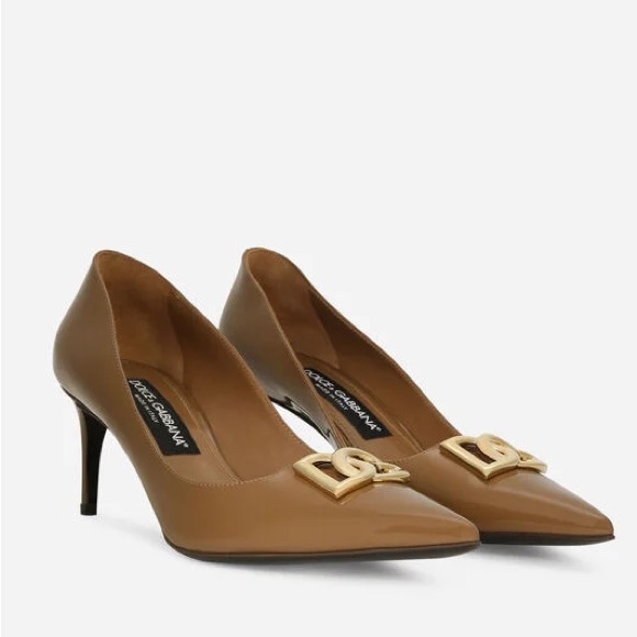Dolce & Gabbana Patent Leather DG Calf Skin Pumps 60 Brown Size 36 New +2DustBag - Picture 1 of 16